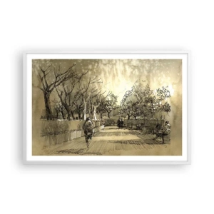 Affiche dans un cadre blanc - Poster - Un moment arrêté avec une plume - 91x61 cm