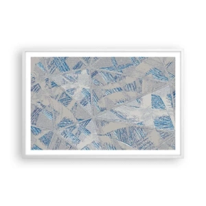 Affiche dans un cadre blanc - Poster - Dans un labyrinthe bleu-gris - 91x61 cm