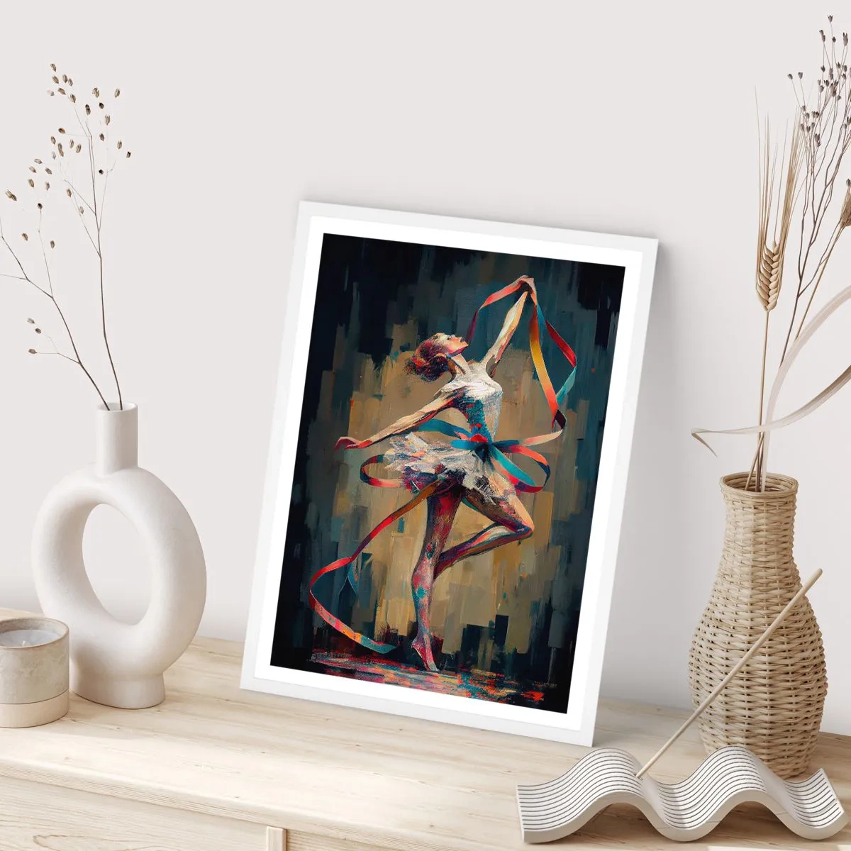 Affiche dans un cadre blanc - Poster - Danse du ruban - 40x50 cm