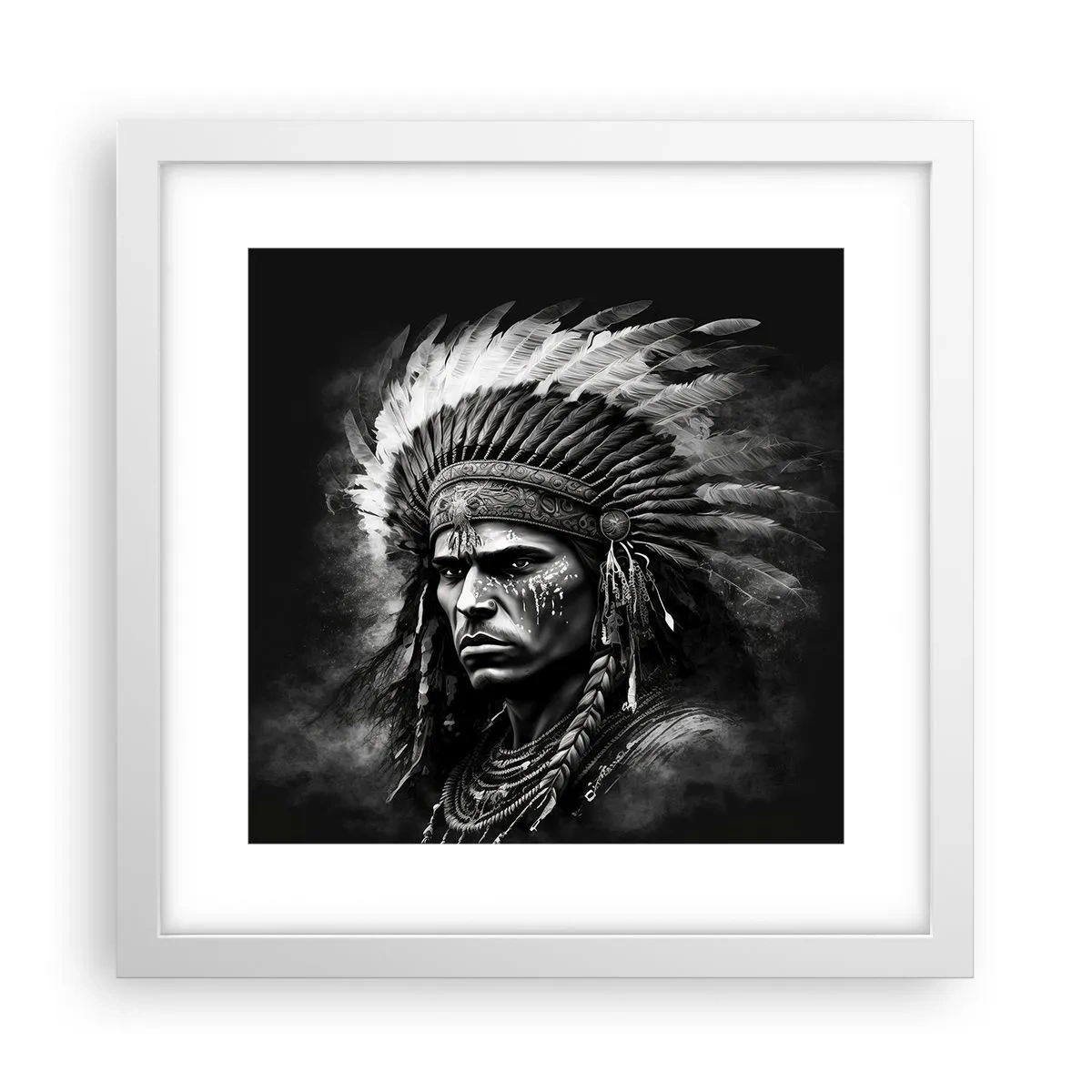 Affiche dans un cadre blanc - Poster - Un leader et un guerrier - 30x30 cm