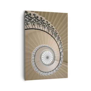 Impression sur toile - Image sur toile - Escalier en colimaçon dans une approche géométrique élégante - 70x100cm - À l'intérieur de la coquille - Décoration murale moderne pour le salon et la chambre ARTTOR