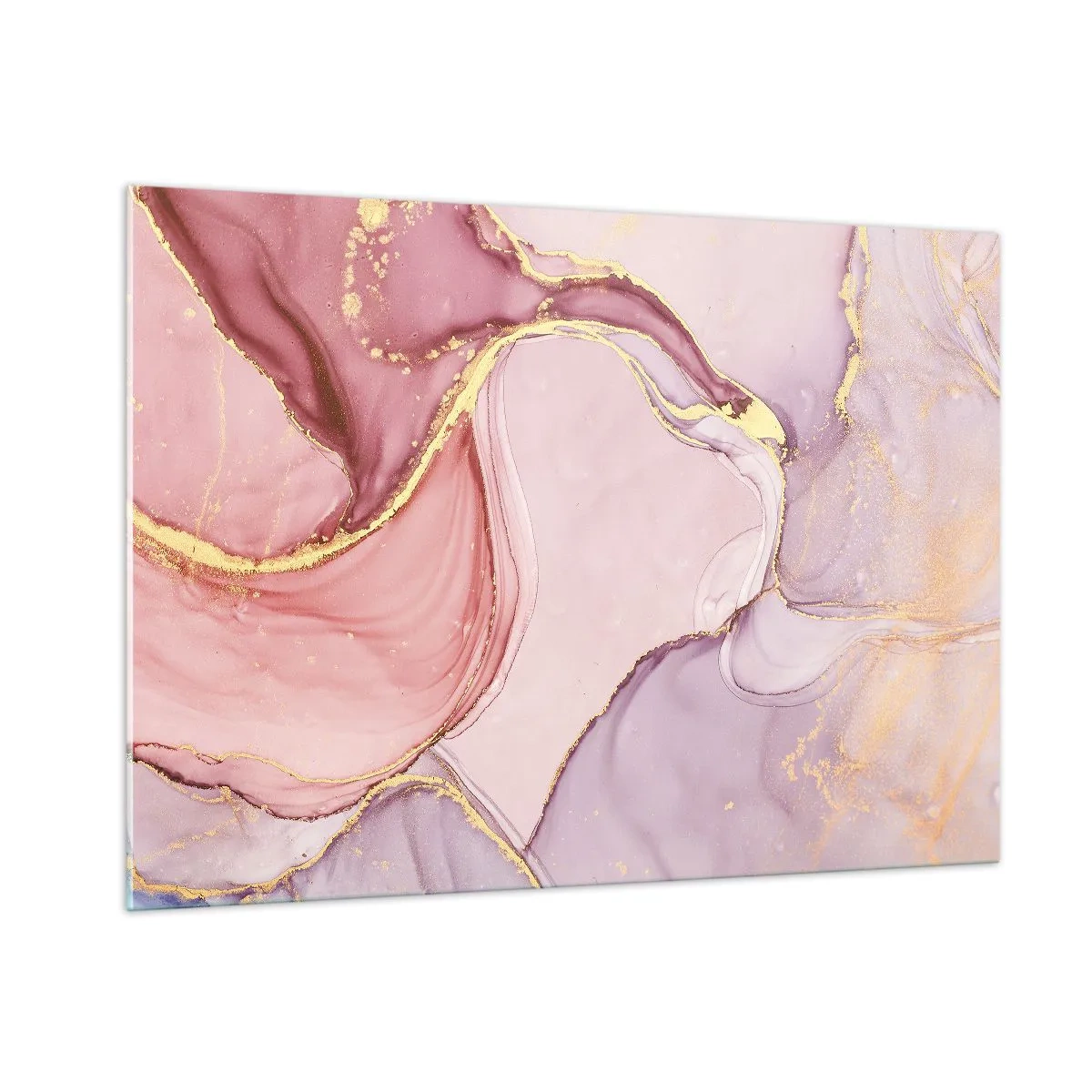 Impression sur verre - Image sur verre - Une composition abstraite dans les tons de rose et d'or - 100x70cm - Caresse de couleurs - Décoration murale moderne pour le salon et la chambre ARTTOR