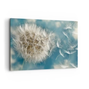 Impression sur toile - Image sur toile - Un pissenlit soufflé contre un ciel bleu - 100x70cm - souffle d'ange - Décoration murale moderne pour le salon et la chambre ARTTOR