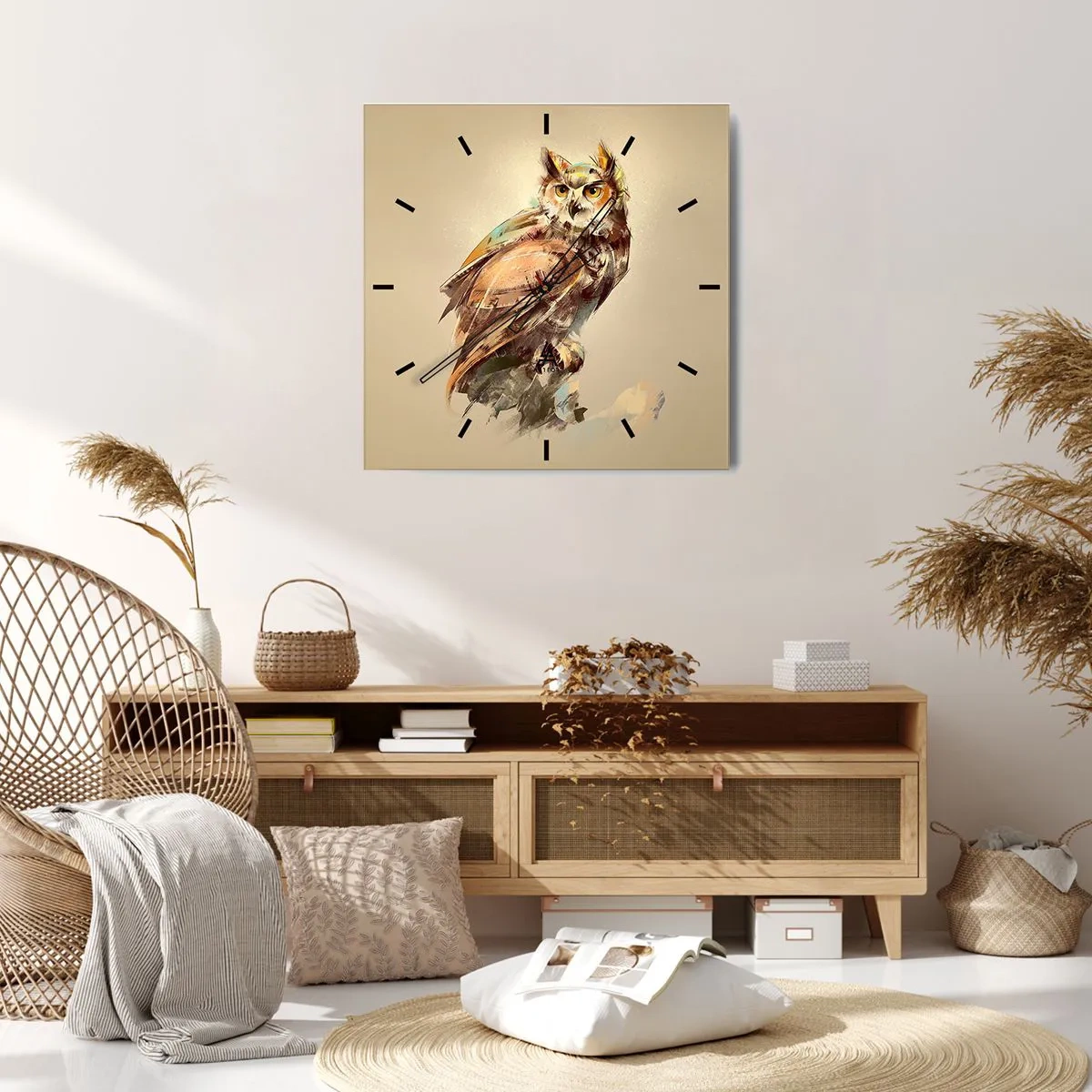 Horloge murale - Pendule murale - Le hibou le plus intelligent - confirmera la forêt de chênes - 40x40 cm