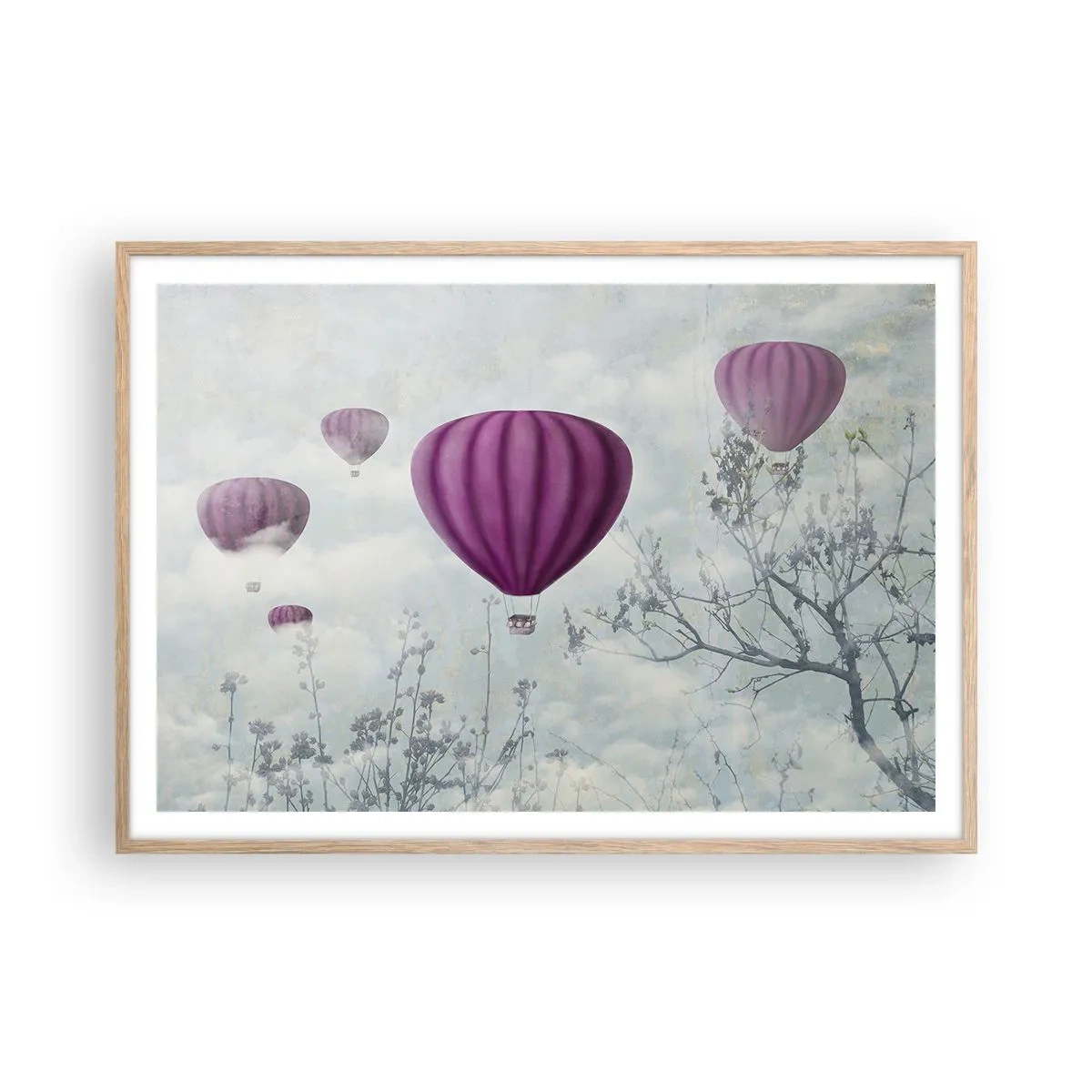 Affiche dans un chêne clair - Poster - Comme des navires dans le ciel - 100x70 cm