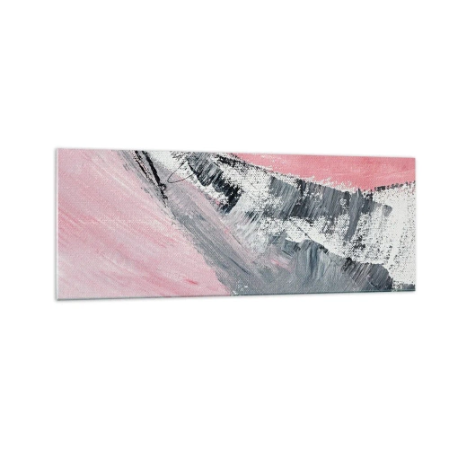 Impression sur verre - Image sur verre - Une composition abstraite dans les tons de rose et de gris. - 140x50cm - Composition assortie - Décoration murale moderne pour le salon et la chambre ARTTOR