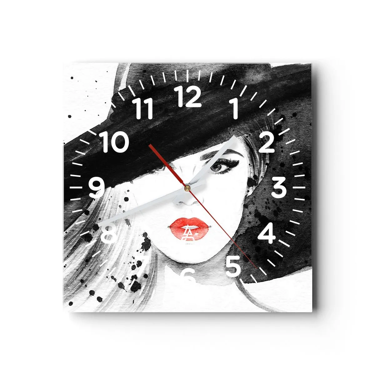 Horloge murale - Pendule murale - Dame en noir - 30x30 cm