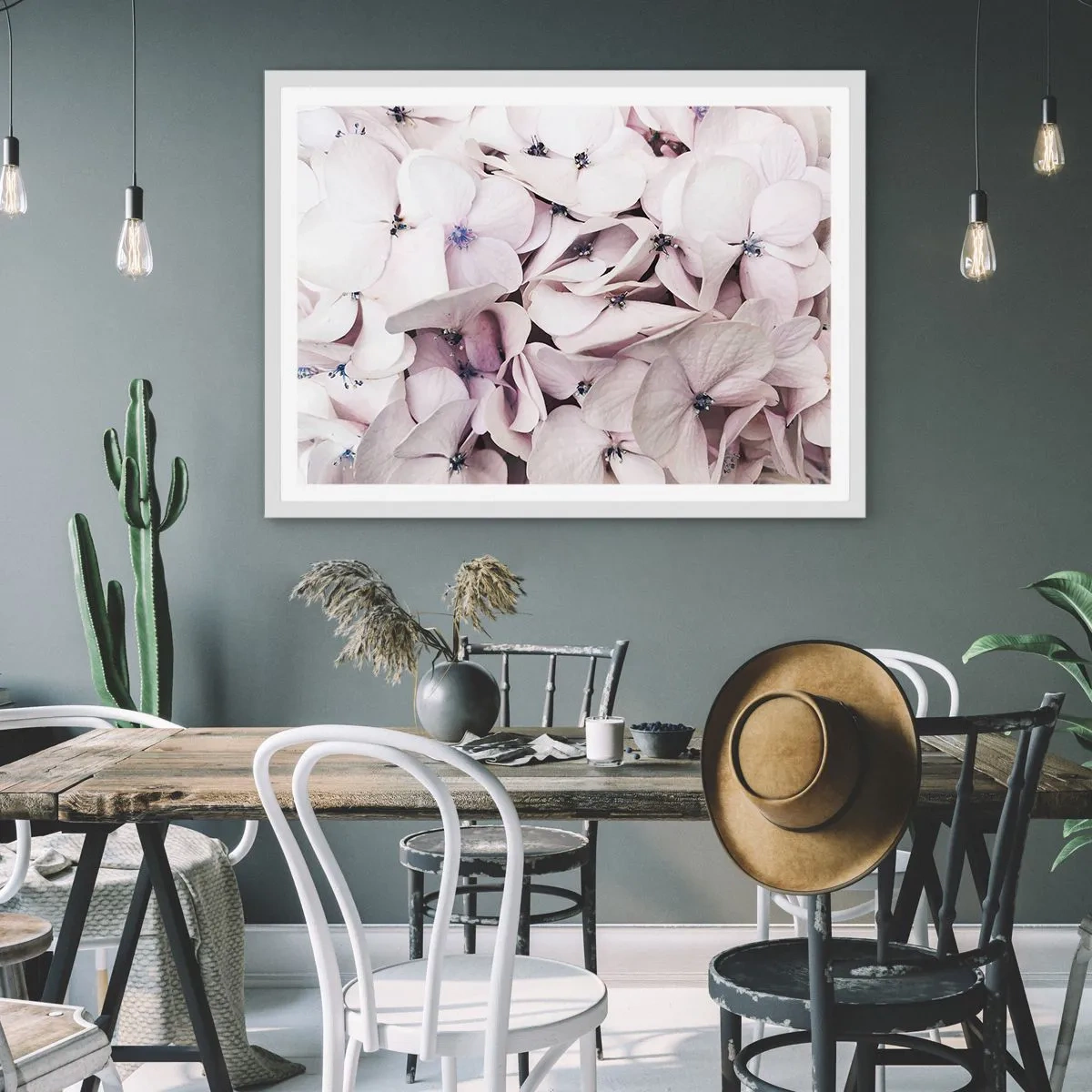 Affiche dans un cadre blanc - Poster - Dans un flot de fleurs - 50x40 cm