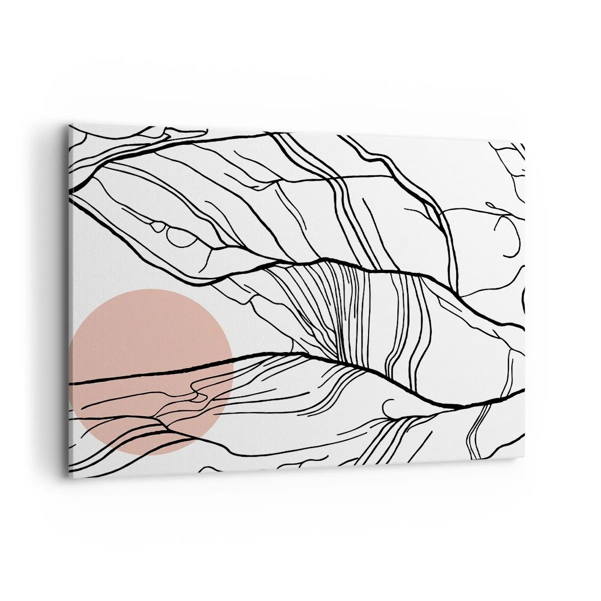 Impression sur toile - Image sur toile - Lignes minimalistes avec un accent géométrique - 100x70cm - Dans un réseau de brindilles - Décoration murale moderne pour le salon et la chambre ARTTOR