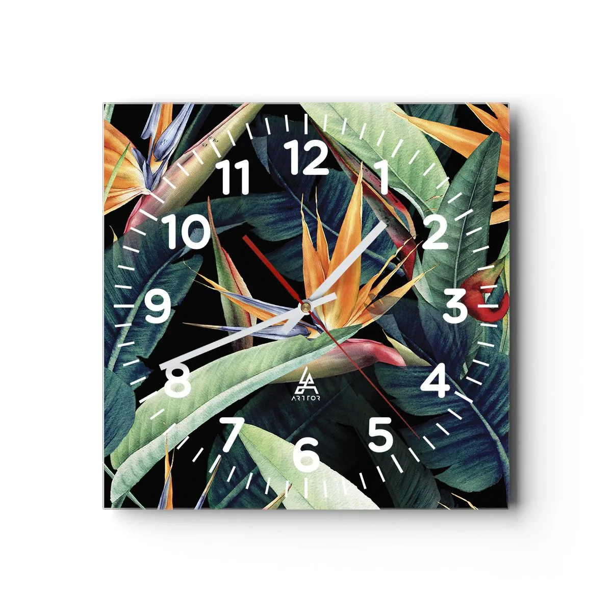Horloge murale - Pendule murale - Fleurs flamboyantes des tropiques - 30x30 cm