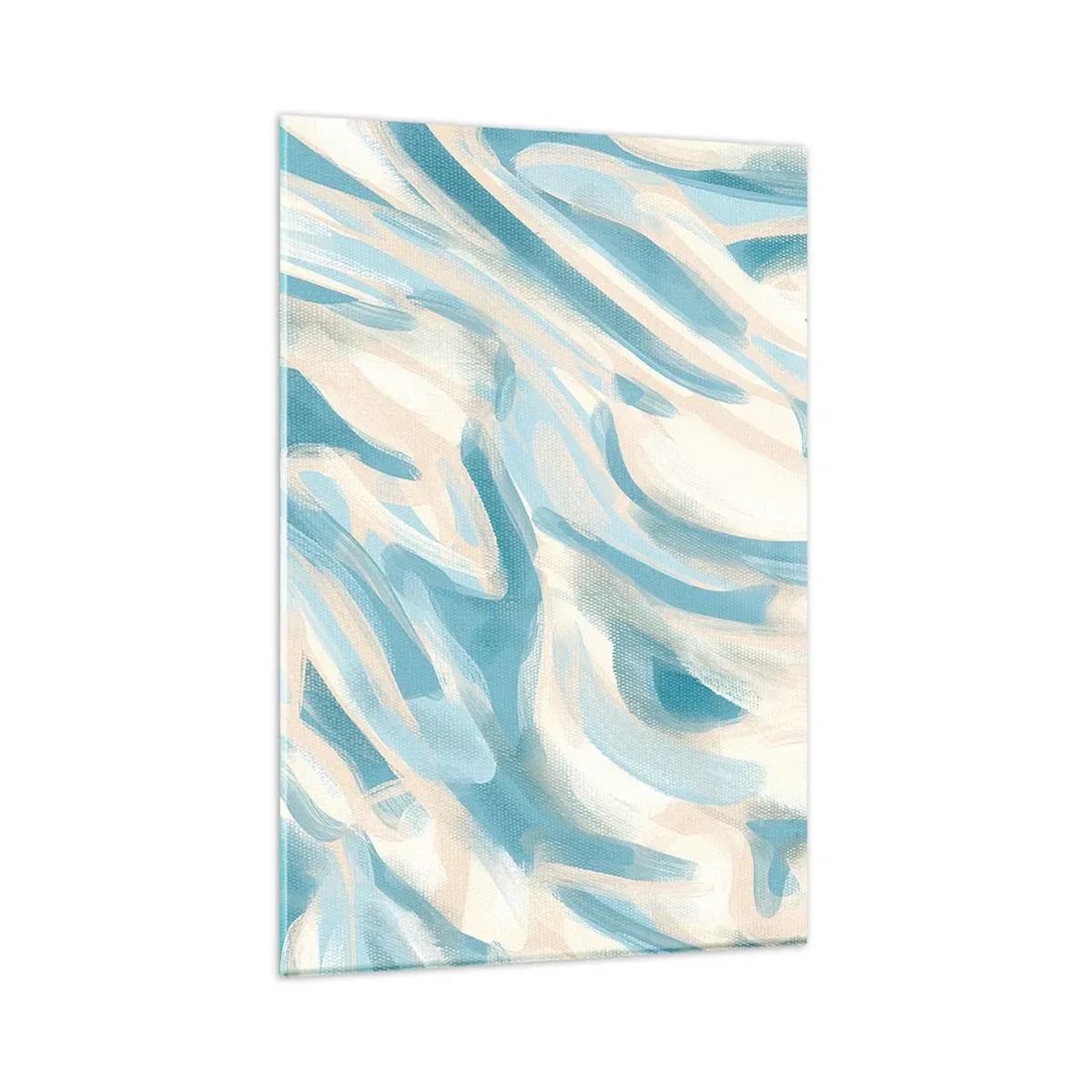 Impression sur verre - Image sur verre - Des stries bleues abstraites sur un fond clair - 80x120cm - Brise printanière - Décoration murale moderne pour le salon et la chambre ARTTOR