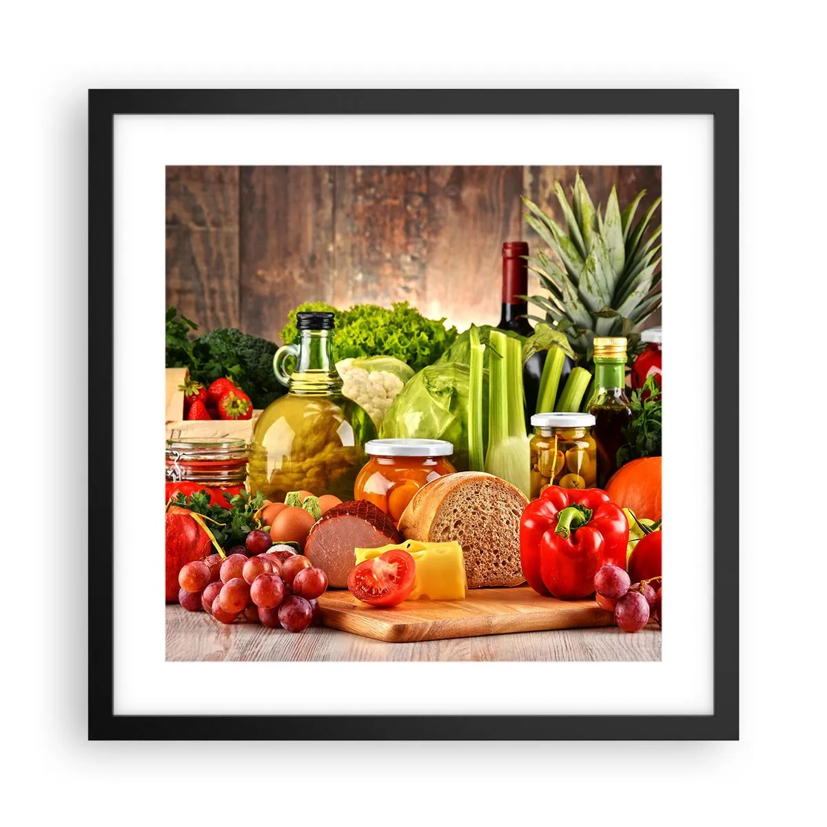 Affiche dans un cadre noir - Poster - Fumé, cuit au four et mariné - 40x40 cm