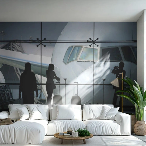 Papier Peint Photo Premium Canvas - Vis-à-vis de l'aéroport - Avion, Aéroport, Voyages - 200x140 cm