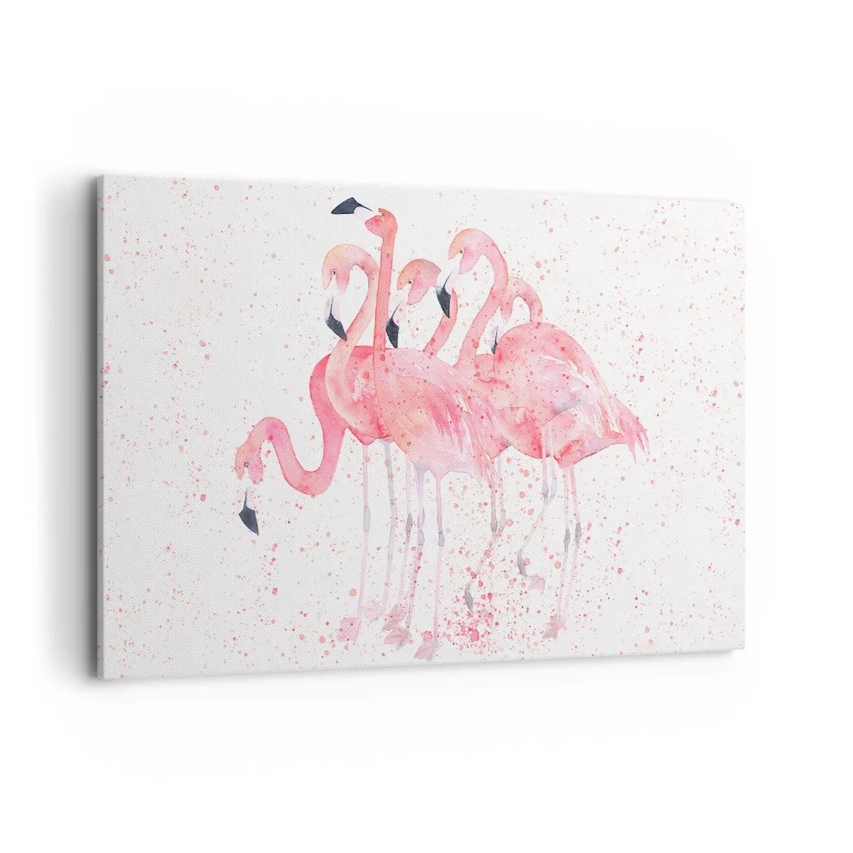 Impression sur toile - Image sur toile - Flamants roses dans un style aquarelle artistique - 120x80cm - Ensemble rose - Décoration murale moderne pour le salon et la chambre ARTTOR