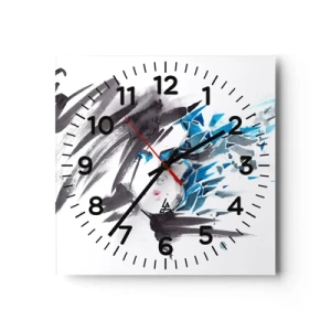 Horloge murale - Pendule murale - Portrait sensuel en gris et bleu - 40x40 cm