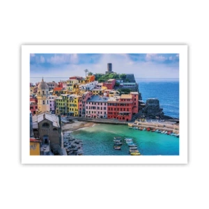 Affiche - Poster - Petite ville magique de méditerranée - 70x50 cm