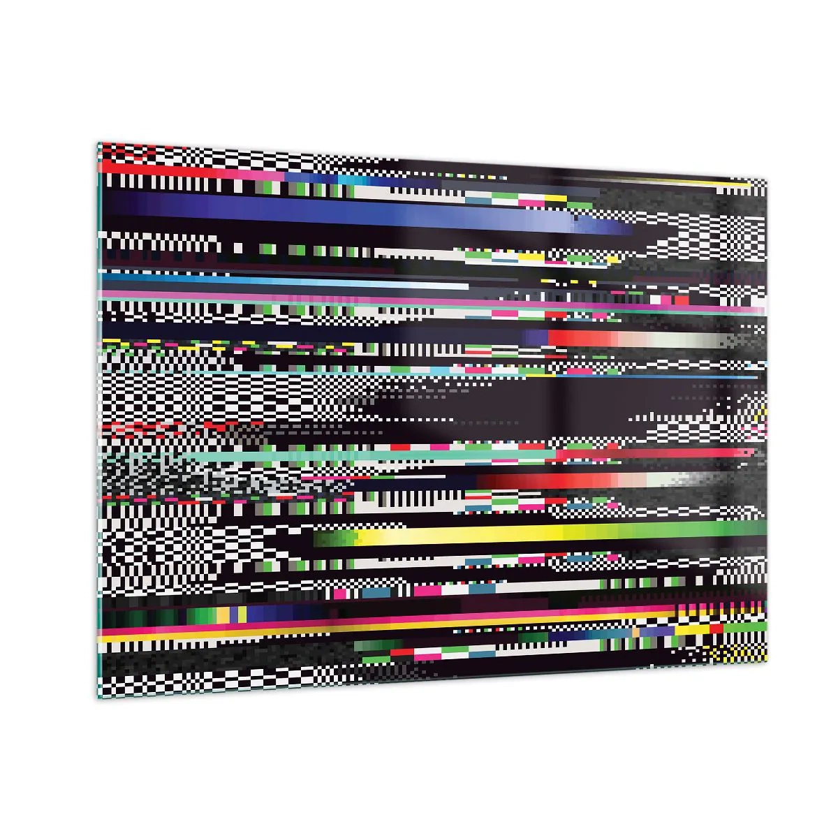 Impression sur verre - Image sur verre - Graphiques numériques abstraits de style glitch - 100x70cm - L'image de contrôle de la réalité - Décoration murale moderne pour le salon et la chambre ARTTOR