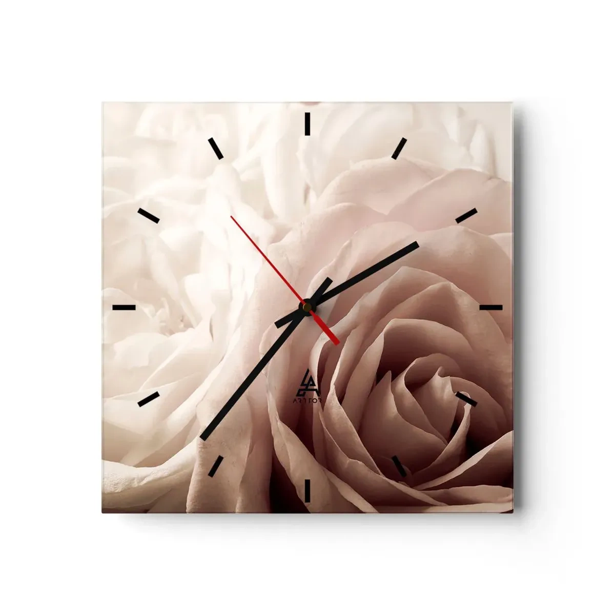 Horloge murale - Pendule murale - Au coeur d'ue la rose - 40x40 cm