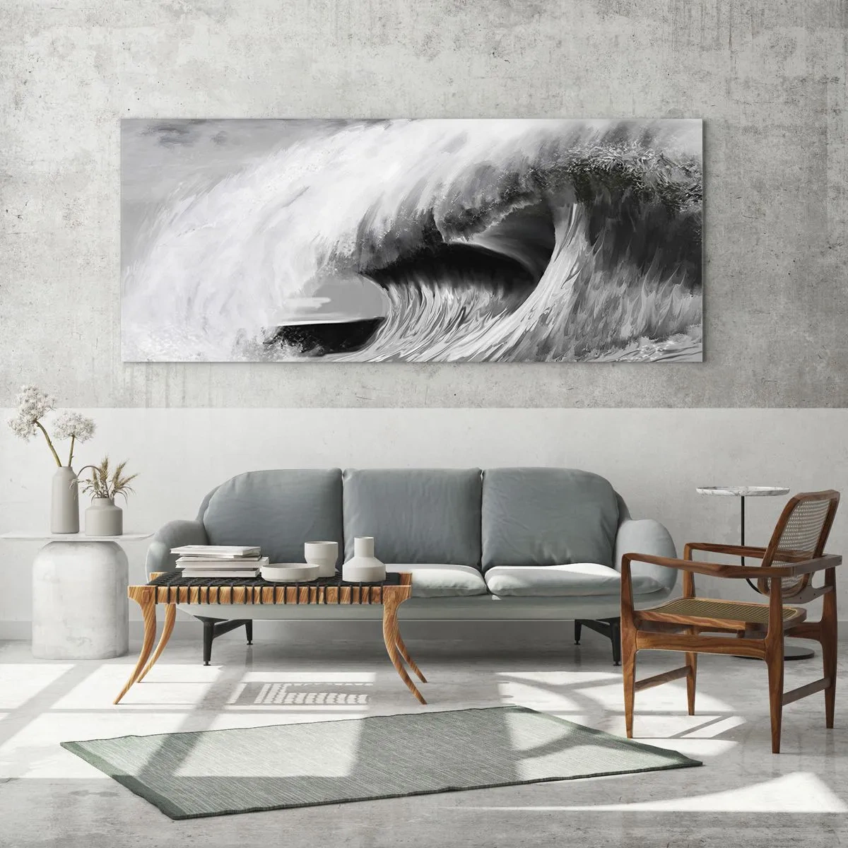 Impression sur verre - Image sur verre - La colère de l'océan - 100x40 cm