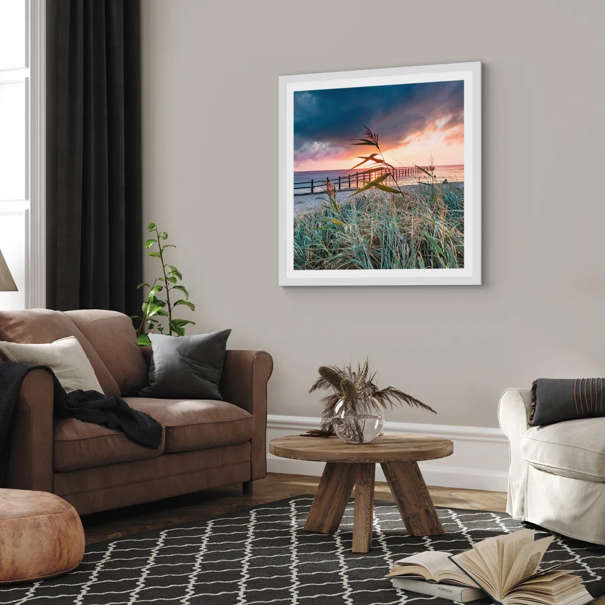 Affiche dans un cadre blanc - Poster - Ça ne passe pas avec le vent - 60x60 cm