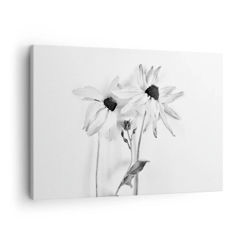 Impression sur toile - Image sur toile - Fleurs noires et blanches avec une composition subtile - 70x50cm - Personne ne souhaite être seul - Décoration murale moderne pour le salon et la chambre ARTTOR