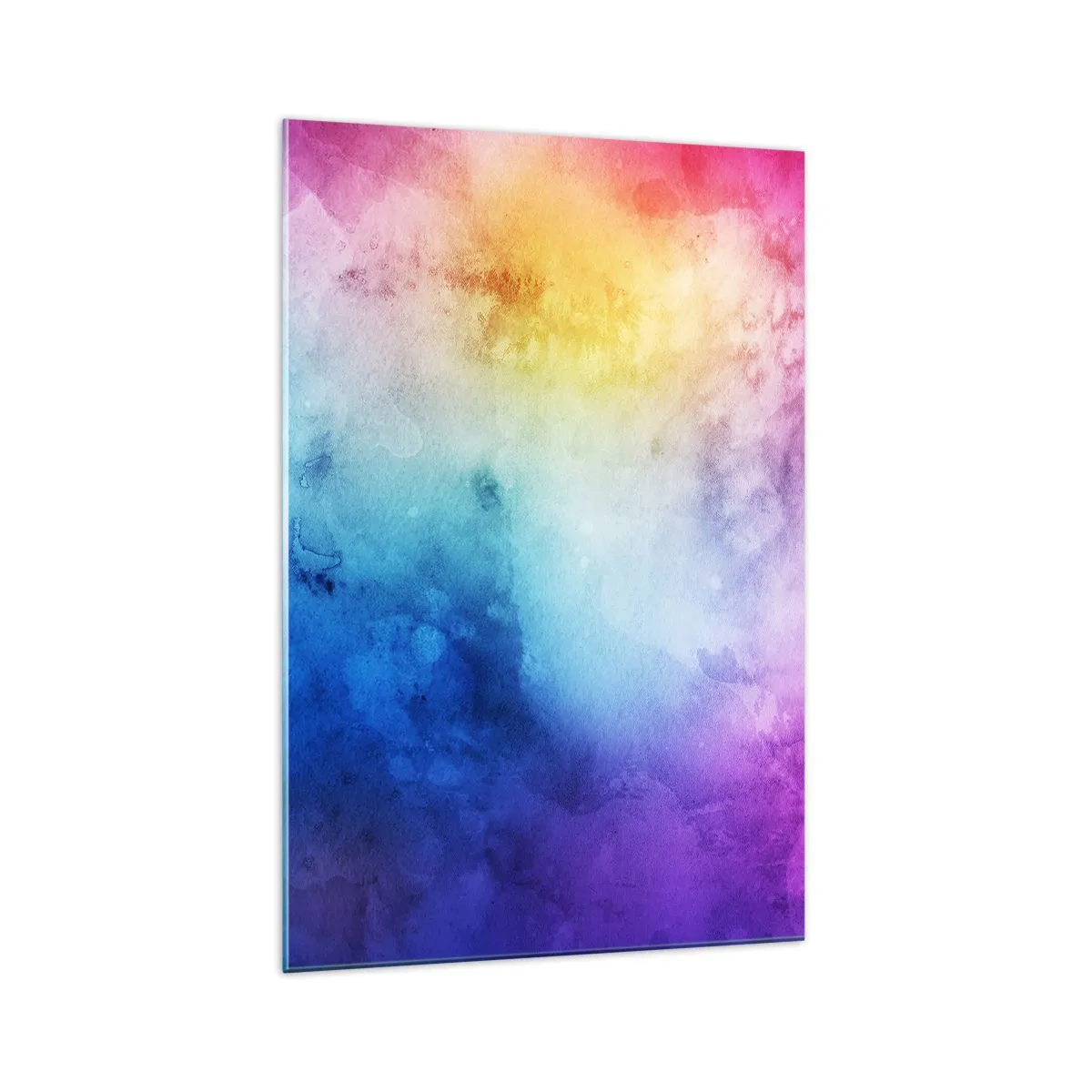 Impression sur verre - Image sur verre - Une composition abstraite dans des tons pastel de rose et de bleu. - 70x100cm - Presque au septième ciel - Décoration murale moderne pour le salon et la chambre ARTTOR