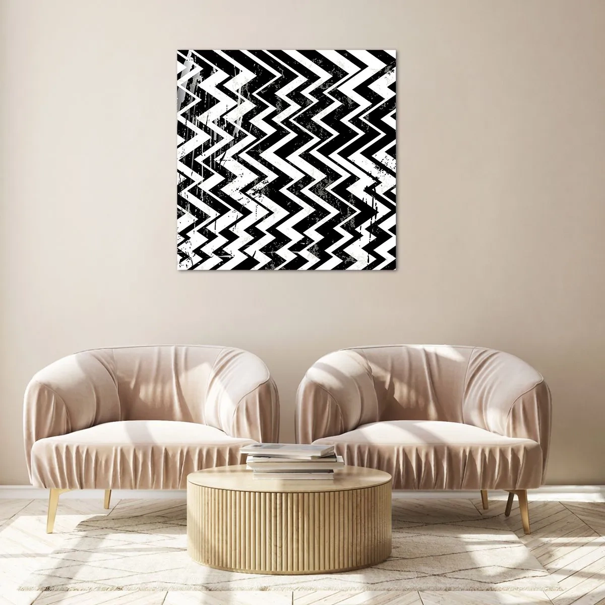 Impression sur verre - Image sur verre - Zig-blanc, zag-noir - 60x60 cm
