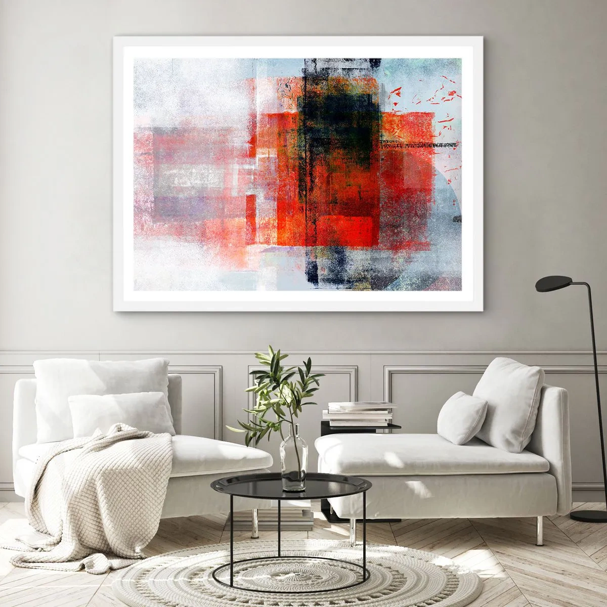 Affiche dans un cadre blanc - Poster - Composition embrasée - 50x40 cm