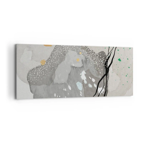 Impression sur toile - Image sur toile - Formes organiques dans des tons de gris avec des accents de noir et d'or - 120x50cm - Composition organique - Décoration murale moderne pour le salon et la chambre ARTTOR