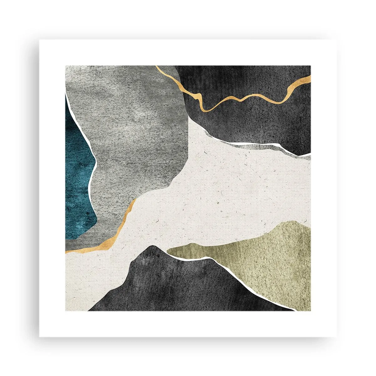 Affiche - Poster - Composition mosaïque avec un fil d'or - 40x40 cm