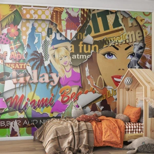 Papier Peint Photo Premium Canvas - Souvenirs de vacances - Graffiti, Mural, Collage de peinture - 500x350 cm