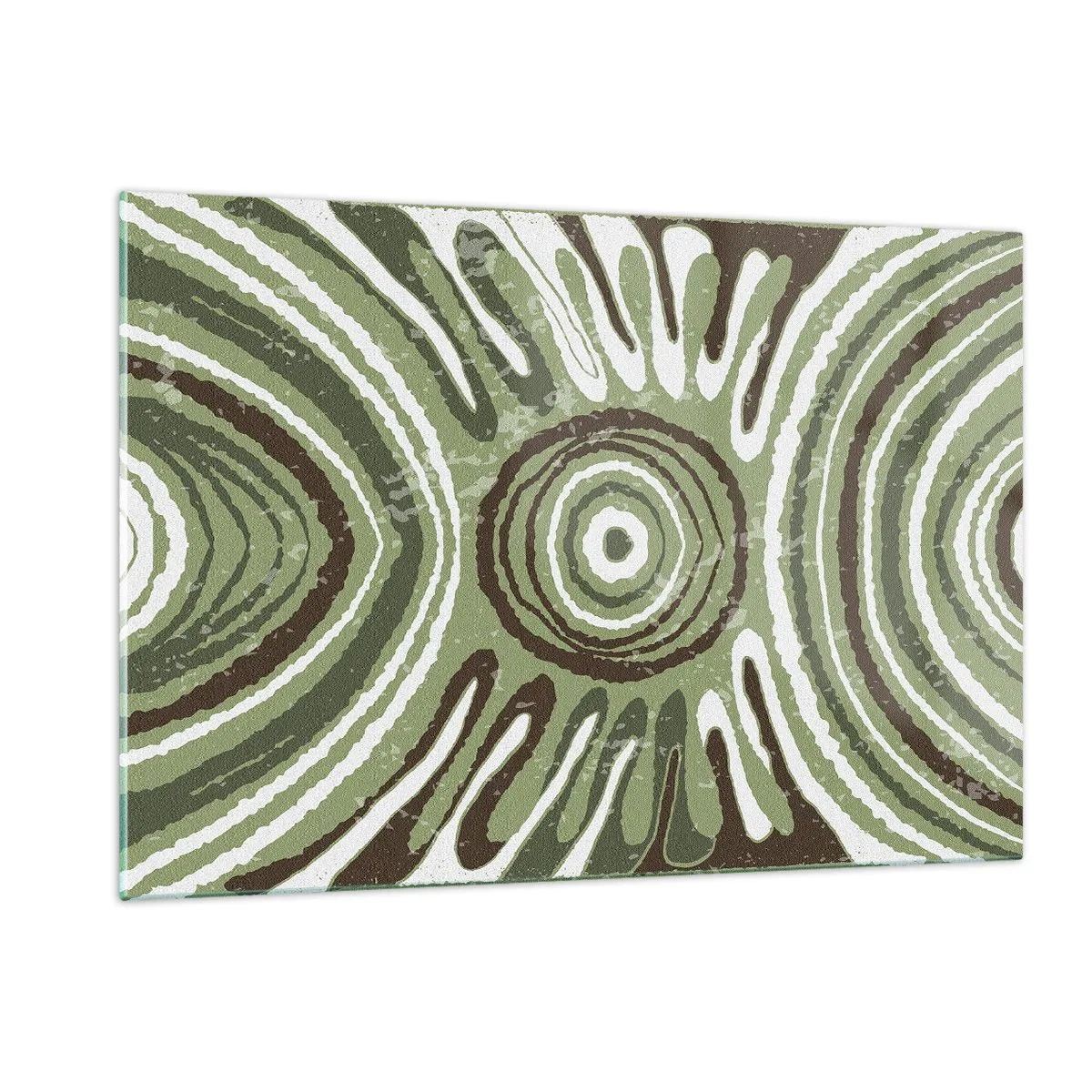 Impression sur verre - Image sur verre - Cercles concentriques verts et lignes abstraites - 120x80cm - Une explosion d'émotions - Décoration murale moderne pour le salon et la chambre ARTTOR