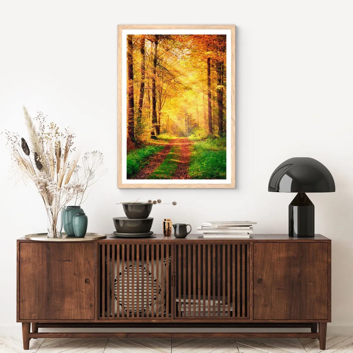 Affiche dans un chêne clair - Poster - Silence d'or en forêt - 30x40 cm