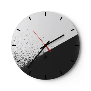 Horloge murale - Pendule murale - Composition géométrique en noir et blanc contrasté - 30x30cm - De plus en plus vite, de plus en plus - Décoration murale moderne pour le salon, la cuisine et la chambre ARTTOR