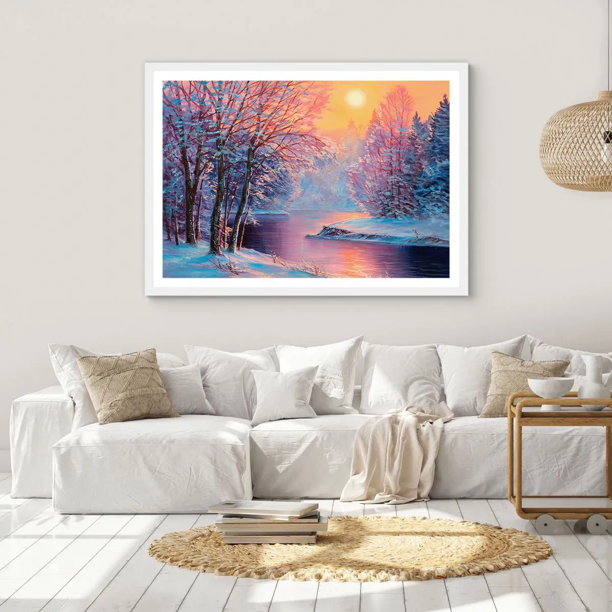 Affiche dans un cadre blanc - Poster - Couleurs d'hiver - 70x50 cm