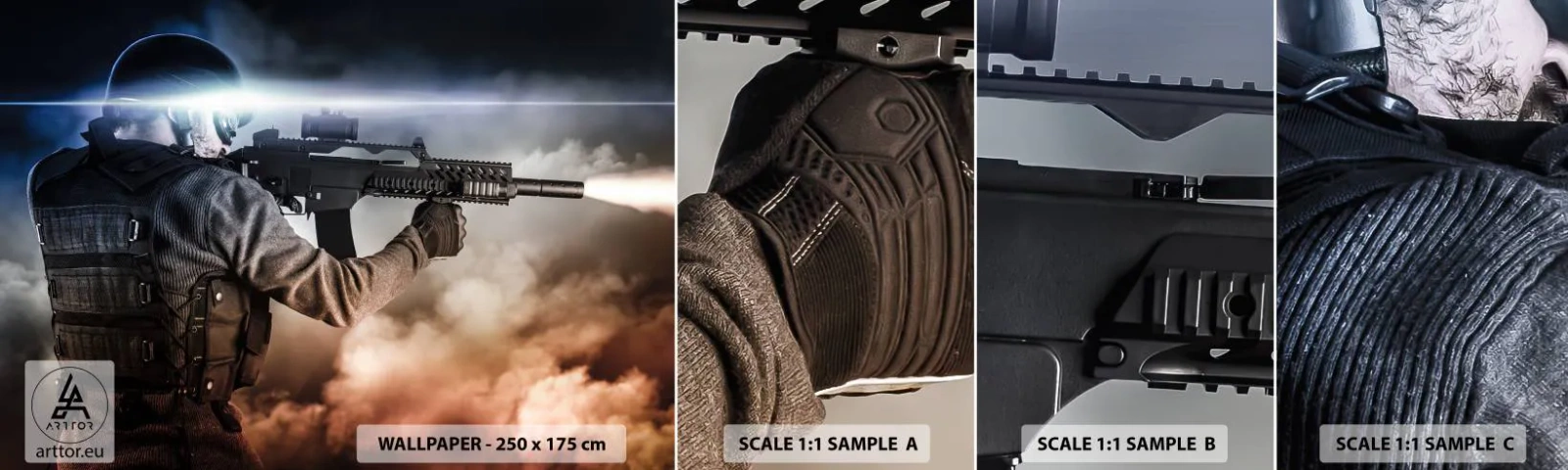 Échantillon De Papier Peint Standard Eco - Tout simplement un héros - Militaire, Arme, Soldat - 100x30 cm