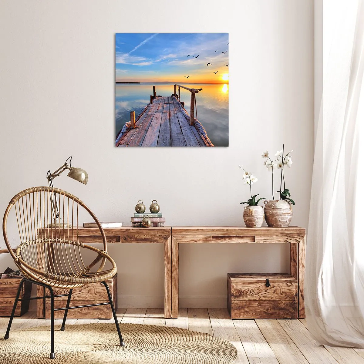 Impression sur toile - Image sur toile - Marcher droit vers le soleil - 60x60 cm