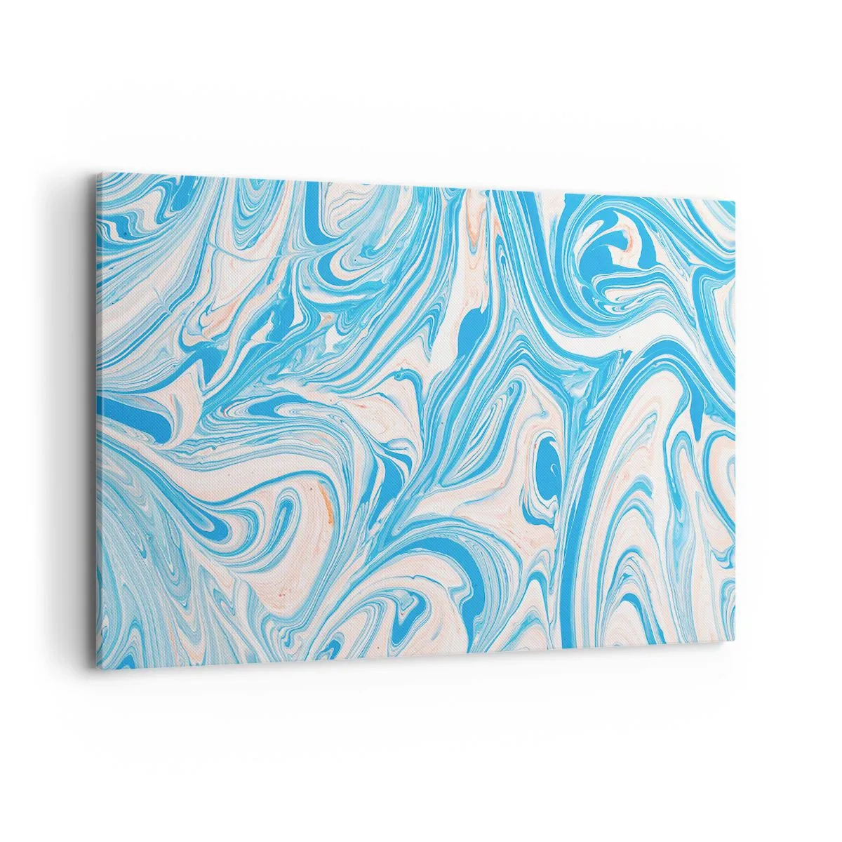 Impression sur toile - Image sur toile - Tourbillons abstraits de style marbre bleu et blanc - 100x70cm - Bassin turquoise - Décoration murale moderne pour le salon et la chambre ARTTOR