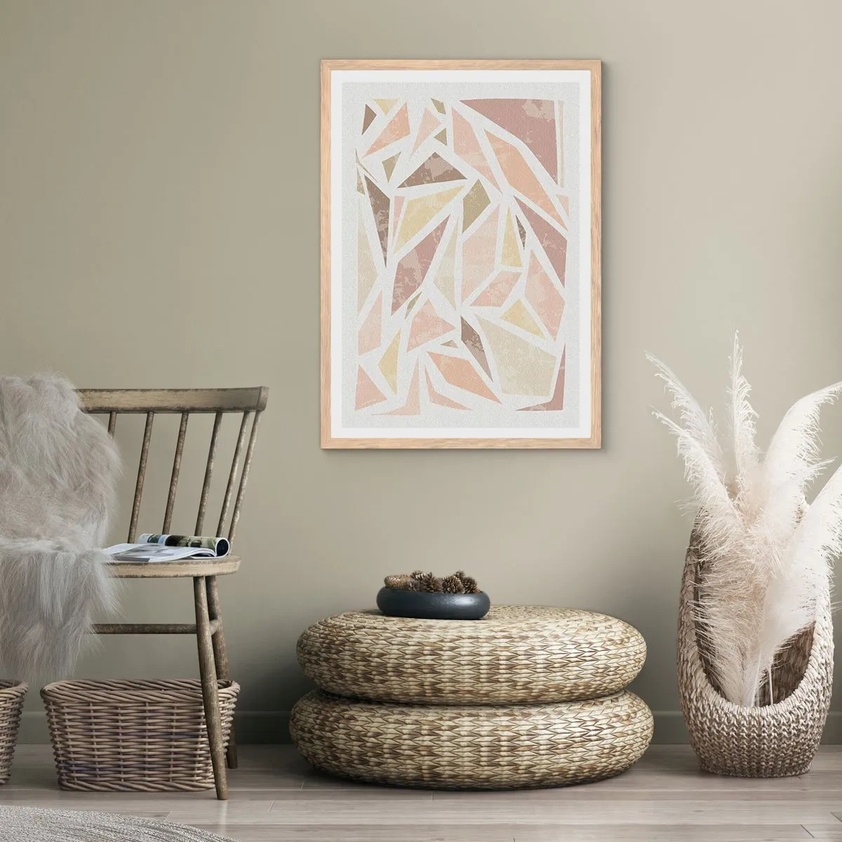 Affiche dans un chêne clair - Poster - Composition de vitraux - 40x50 cm