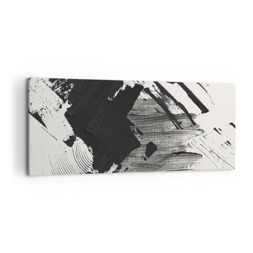 Impression sur toile - Image sur toile - Traits abstraits de noir sur fond blanc - 120x50cm - Abstraction – expression du noir - Décoration murale moderne pour le salon et la chambre ARTTOR
