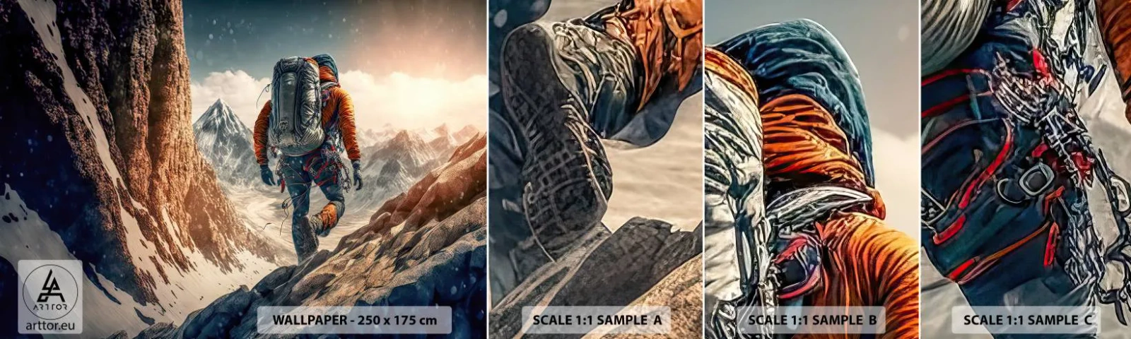 Échantillon De Papier Peint Standard Eco - Guerrier solitaire - Alpes, Escalade, Montagnes - 100x30 cm