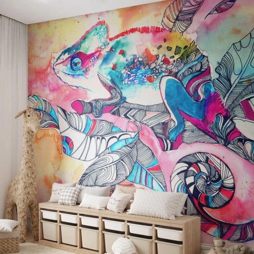 Papier Peint Autocollant Deluxe Sticker - Aussi coloré que notre monde - Caméléon, Abstraction, Nature - 250x175 cm