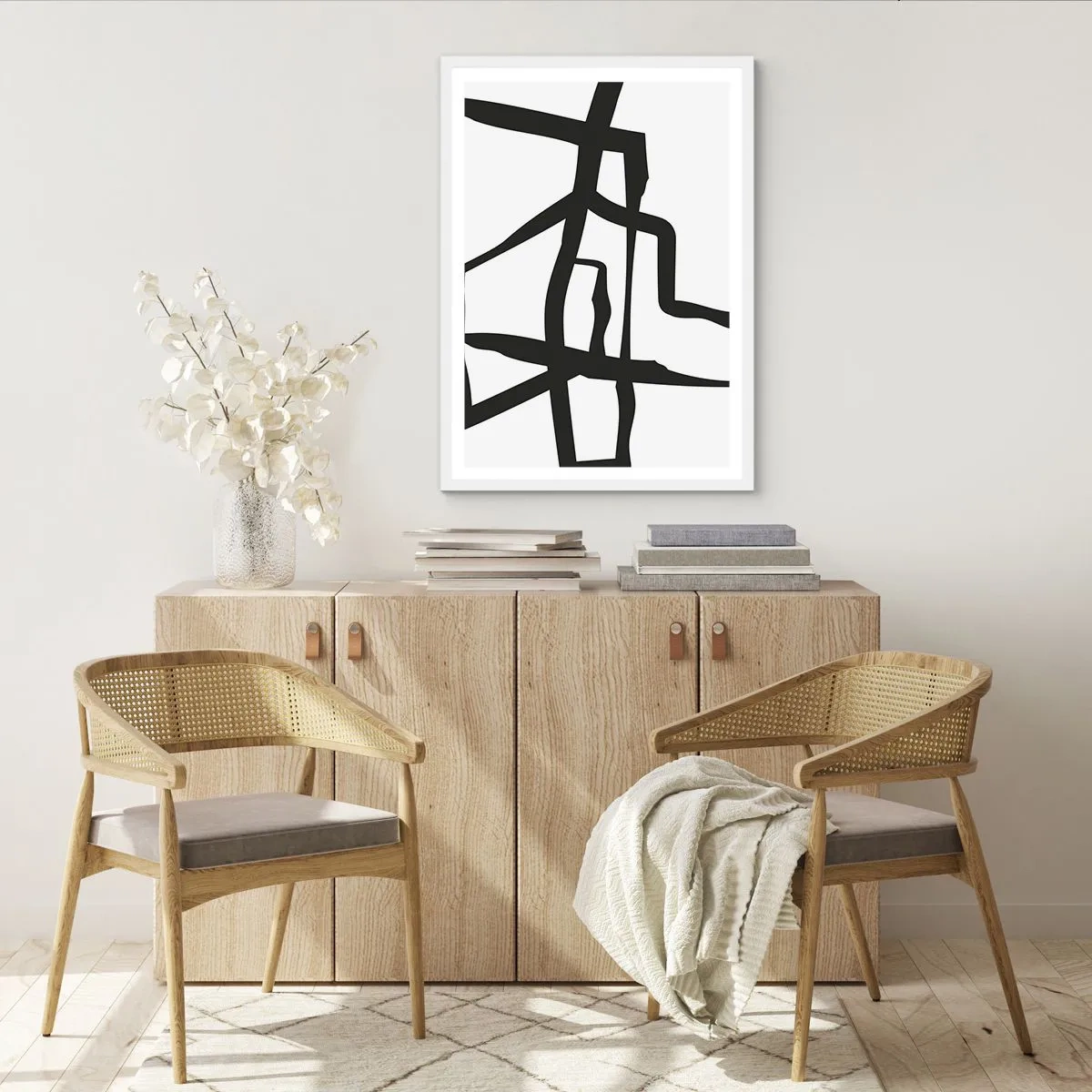 Affiche dans un cadre blanc - Poster - Conception noir et blanc - 61x91 cm