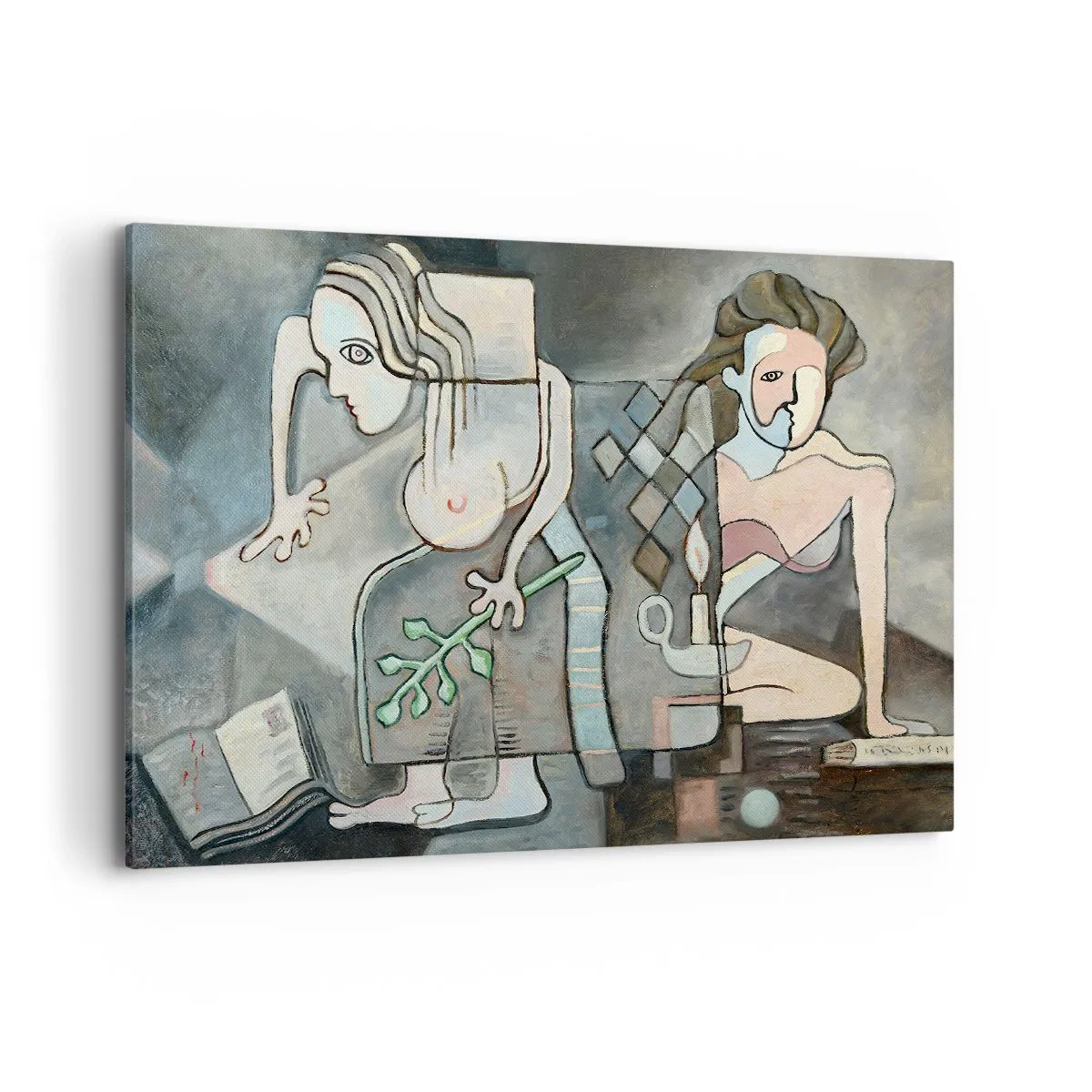 Impression sur toile - Image sur toile - Figures abstraites dans une composition symbolique avec une signification profonde - 120x80cm - Mosaïque d'esprit et de matière - Décoration murale moderne pour le salon et la chambre ARTTOR