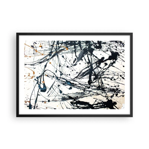 Affiche dans un cadre noir - Poster - Motif de peinture abstraite avec des lignes et des taches dynamiques - 70x50cm - Ca a du sens ou ça n'en a pas ? - Décoration murale moderne pour le salon et la chambre ARTTOR