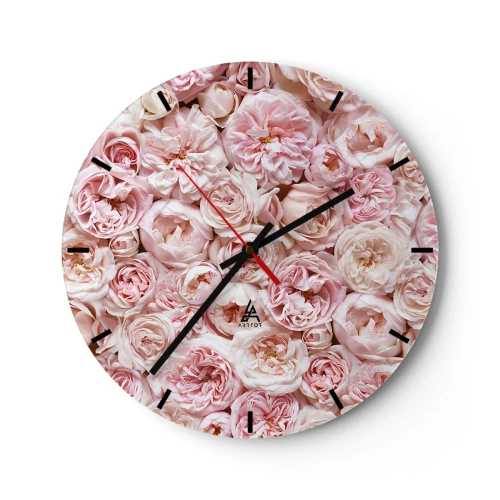 Horloge murale - Pendule murale - Un lit de roses - 40x40 cm