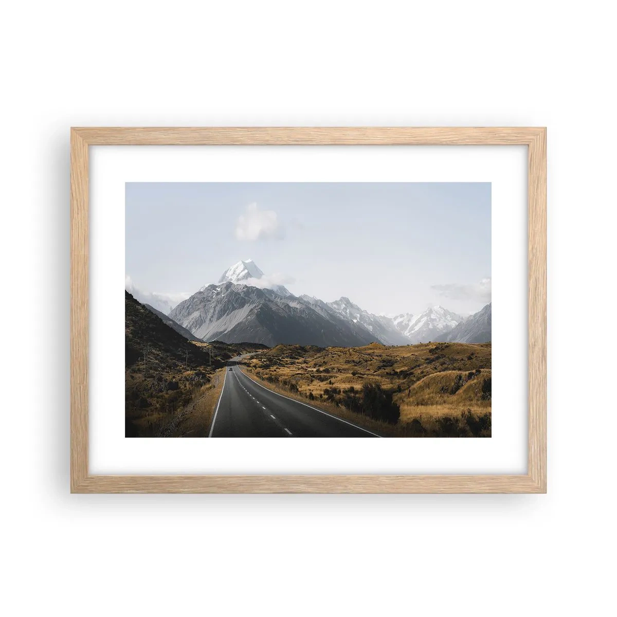 Affiche dans un chêne clair - Poster - Chemin vers le coeur de la montagne - 40x30 cm