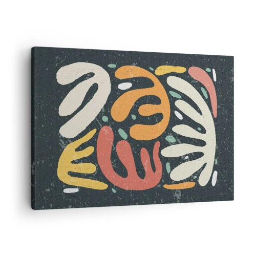 Impression sur toile - Image sur toile - Formes abstraites aux couleurs chaudes sur fond sombre - 70x50cm - Composition – Je suis sur le point de t'attraper - Décoration murale moderne pour le salon et la chambre ARTTOR