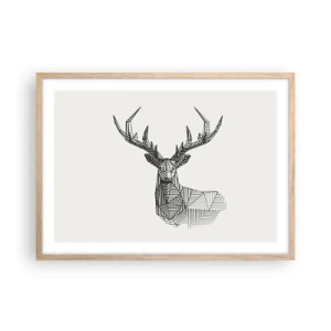 Affiche dans un chêne clair - Poster - Cerf dans un style cubique - 70x50 cm