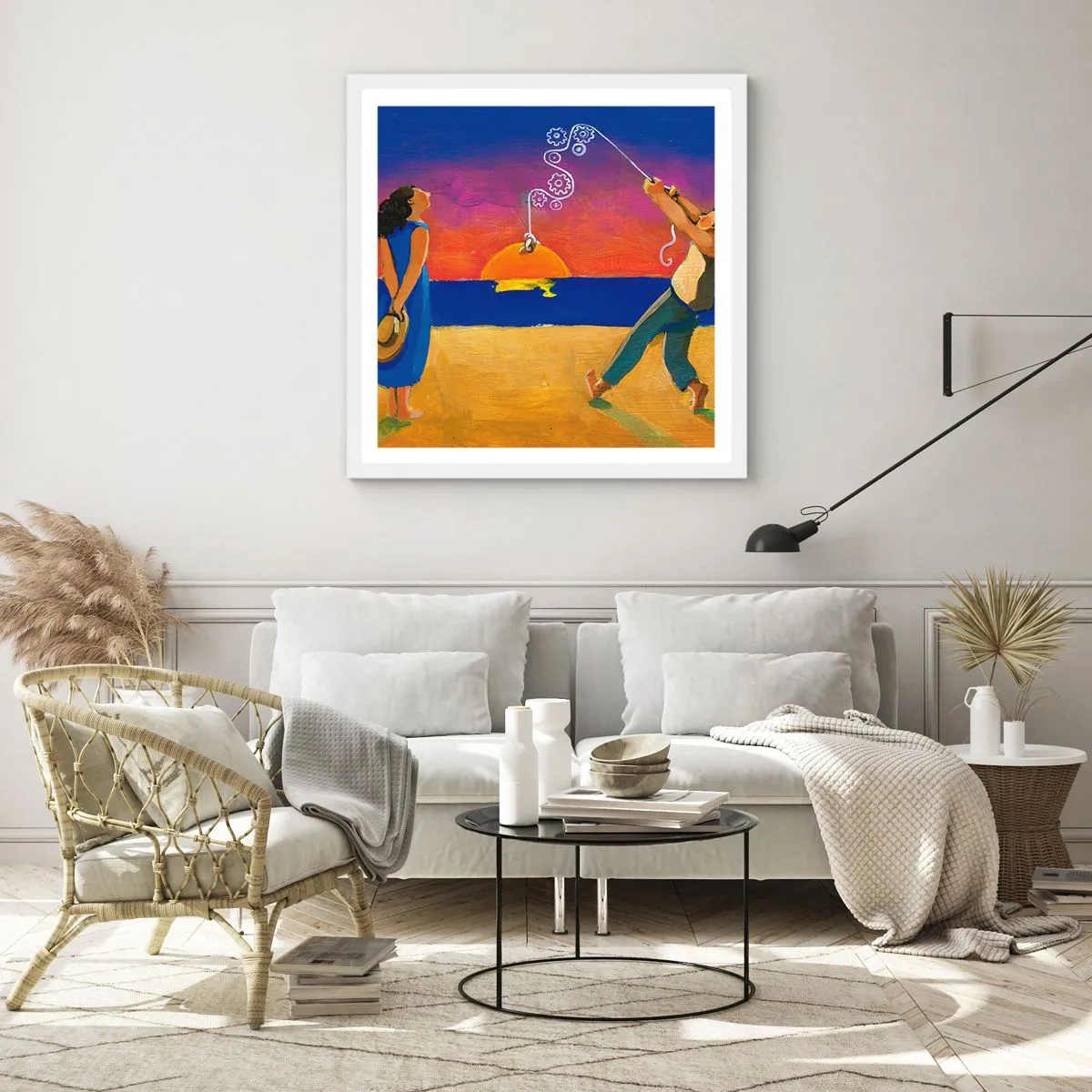 Affiche dans un cadre blanc - Poster - Plus qu'une étoile dans le ciel - 40x40 cm